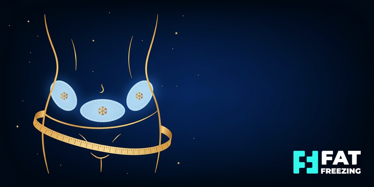 Gold waist outline with blue markers and a measuring tape around the hips.